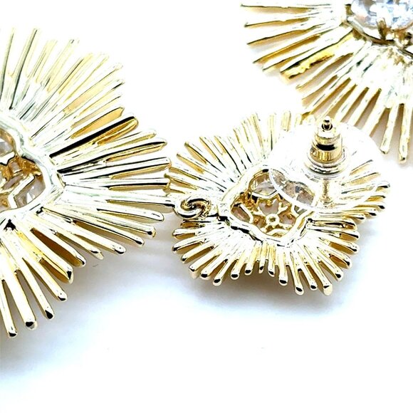 Kendra Scott Dira Gold Crystal Statement Earrings - Picture 6 of 9